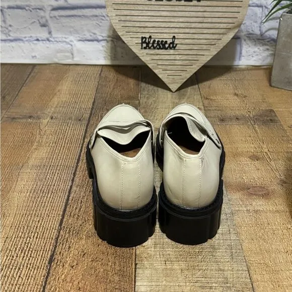 Vionic Women's Elodie Leather Lug Sole Loafers Cream Leather