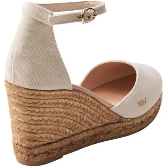 VISCATA BARCELO  Estartit Canvas Espadrille Beige Wedges Women's Size 9 / 40 NIB