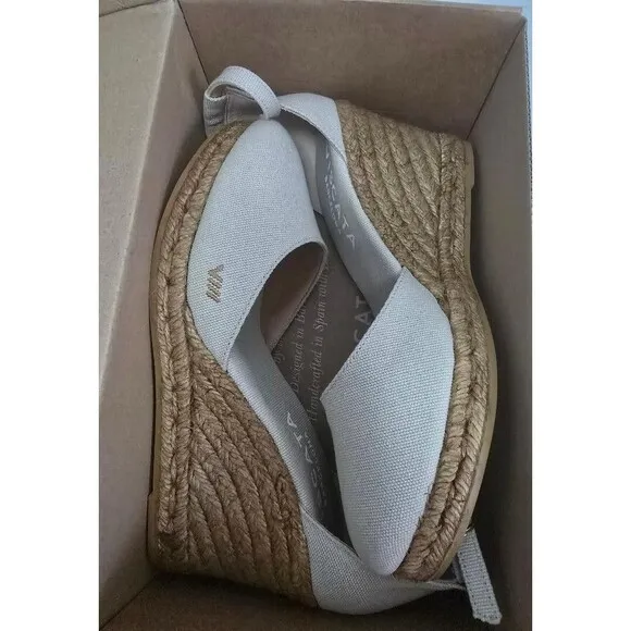 VISCATA BARCELO  Estartit Canvas Espadrille Beige Wedges Women's Size 9 / 40 NIB