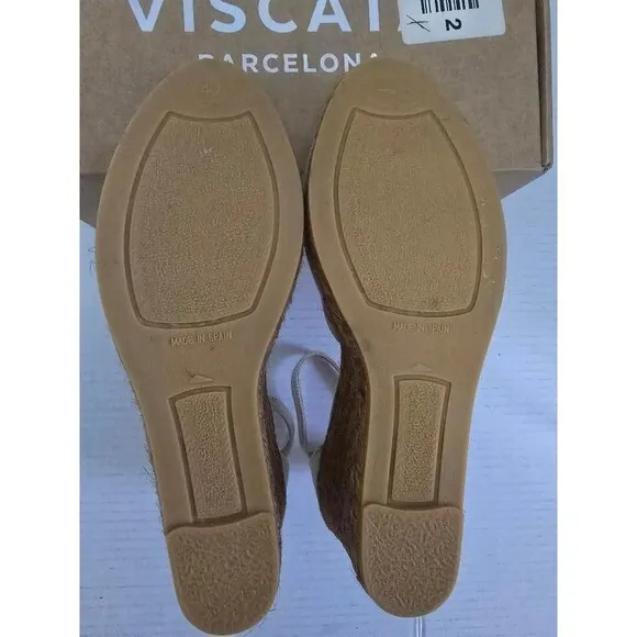 VISCATA BARCELO  Estartit Canvas Espadrille Beige Wedges Women's Size 9 / 40 NIB