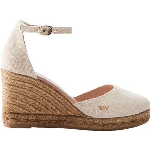 VISCATA BARCELO  Estartit Canvas Espadrille Beige Wedges Women's Size 9 / 40 NIB