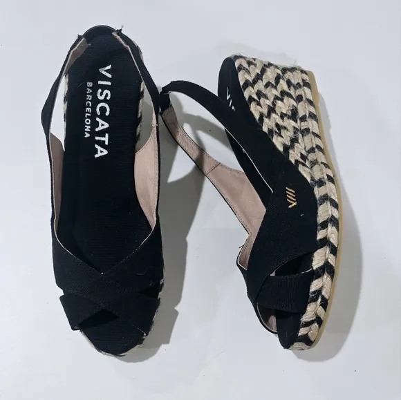 Viscata Black Peep Toe Espadrilles