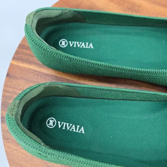 Vivaia Bibi Flats Women's 11 43 Green Knotted Bow Comfort Slip On Almond Toe