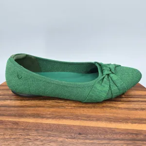 Vivaia Bibi Flats Women's 11 43 Green Knotted Bow Comfort Slip On Almond Toe