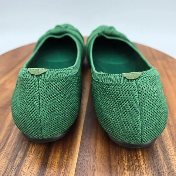 Vivaia Bibi Flats Women's 11 43 Green Knotted Bow Comfort Slip On Almond Toe