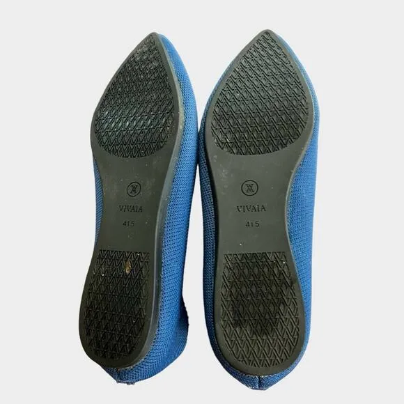 Vivaia Blue Size 10.5 Women's Sustainable Comfort Pointy Ballet Flats