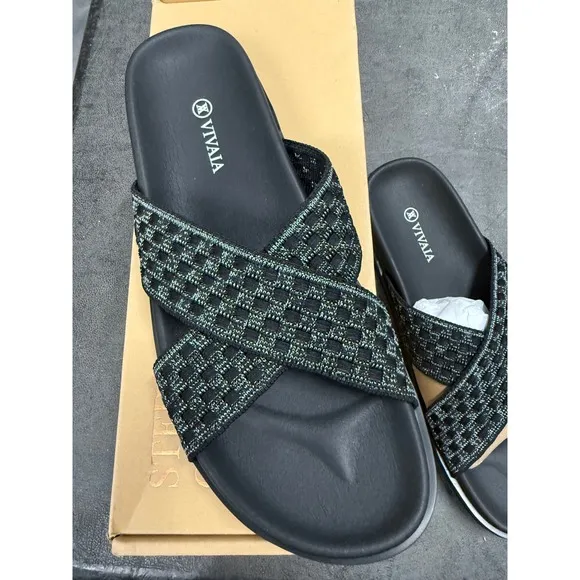 VIVAIA Criss Cross Slides Sandals Comfort Casual Summer Beach Shoes EU/40 US/9