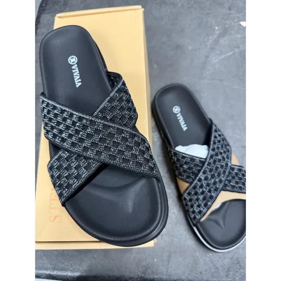 VIVAIA Criss Cross Slides Sandals Comfort Casual Summer Beach Shoes EU/40 US/9