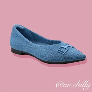 Vivaia Ena 2.0 Pointed Toe Flats Knit Denim Blue Sz 40.5 9.5