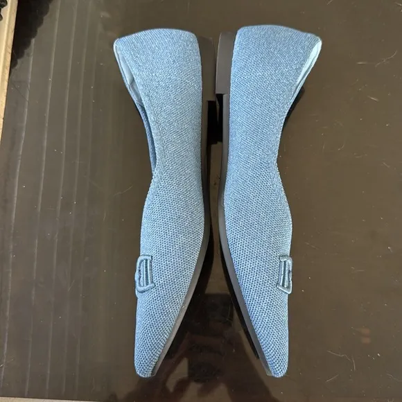 Vivaia Ena 2.0 Pointed Toe Flats Knit Denim Blue Sz 40.5 9.5