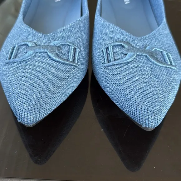 Vivaia Ena 2.0 Pointed Toe Flats Knit Denim Blue Sz 40.5 9.5