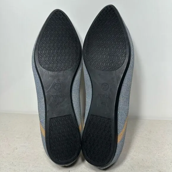 Vivaia Flats Womens 40 US 9-9,5 Sandy Blue Vienna Pointed Toe V Cut