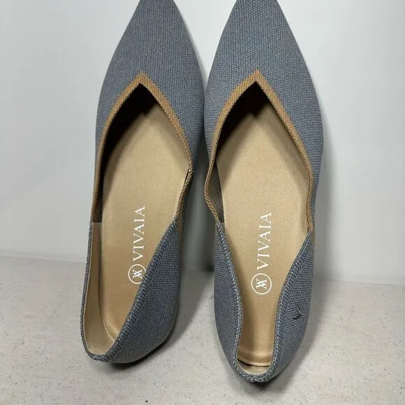 Vivaia Flats Womens 40 US 9-9,5 Sandy Blue Vienna Pointed Toe V Cut