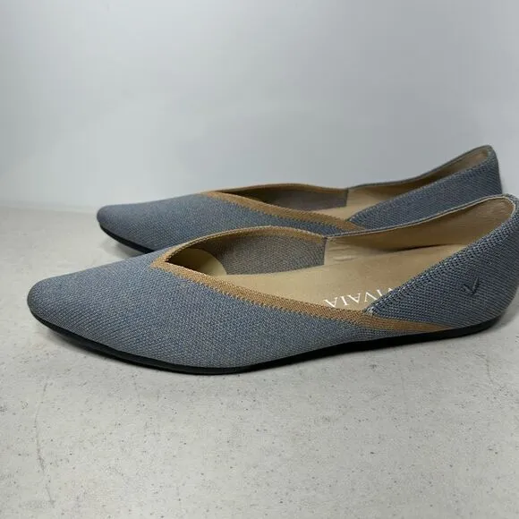 Vivaia Flats Womens 40 US 9-9,5 Sandy Blue Vienna Pointed Toe V Cut