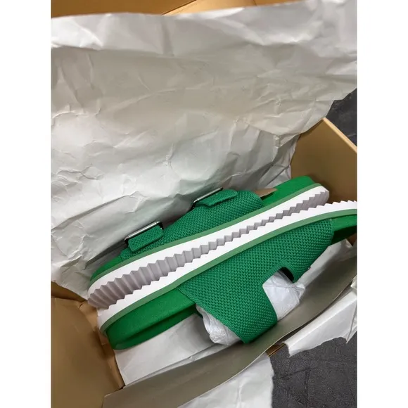 VIVAIA Green Knit Sandals Slides Buckle Adjustable Comfy size EU/38 US/7