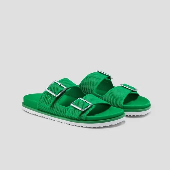 VIVAIA Green Knit Sandals Slides Buckle Adjustable Comfy size EU/38 US/7