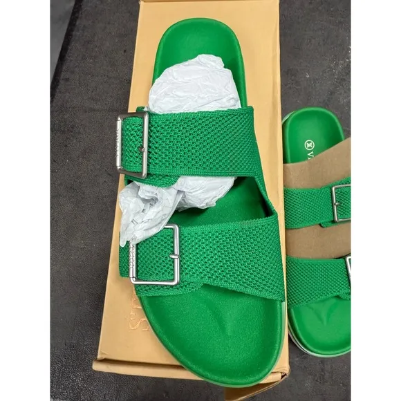 VIVAIA Green Knit Sandals Slides Buckle Adjustable Comfy size EU/38 US/7