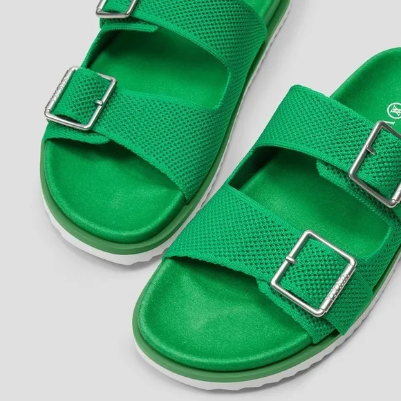 VIVAIA Green Knit Sandals Slides Buckle Adjustable Comfy size EU/38 US/7