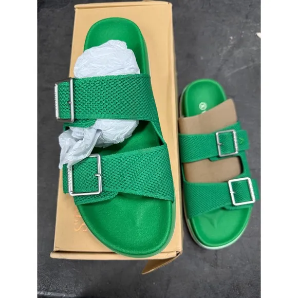 VIVAIA Green Knit Sandals Slides Buckle Adjustable Comfy size EU/38 US/7