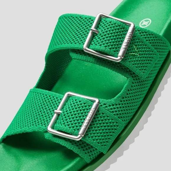 VIVAIA Green Knit Sandals Slides Buckle Adjustable Comfy size EU/38 US/7