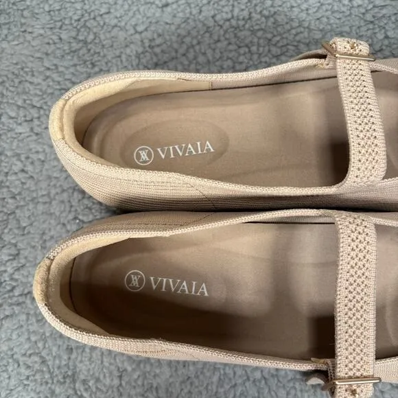 Vivaia Margot Mary Jane 10.5 Almond Square Toe Ballet Flat V-Cut Comfort