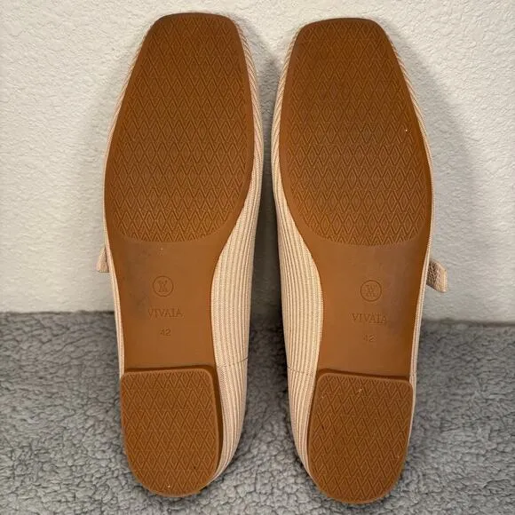 Vivaia Margot Mary Jane 10.5 Almond Square Toe Ballet Flat V-Cut Comfort