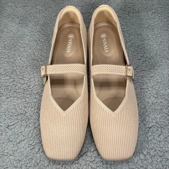 Vivaia Margot Mary Jane 10.5 Almond Square Toe Ballet Flat V-Cut Comfort