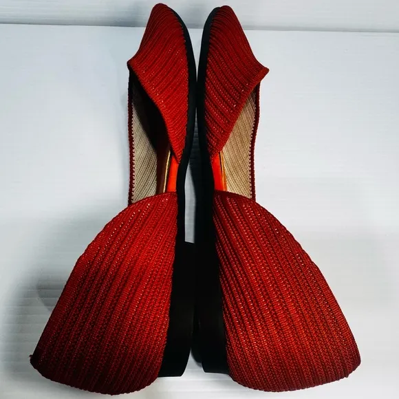 Vivaia Melia Orange Knitted Pointed Flats Size 41