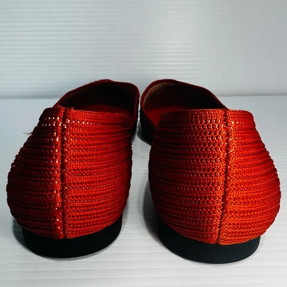 Vivaia Melia Orange Knitted Pointed Flats Size 41