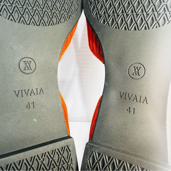 Vivaia Melia Orange Knitted Pointed Flats Size 41