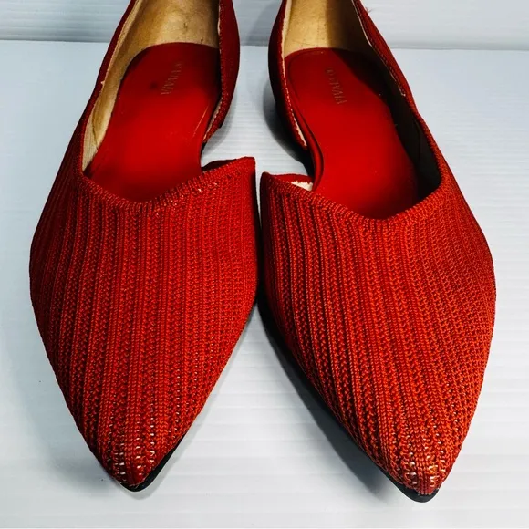 Vivaia Melia Orange Knitted Pointed Flats Size 41