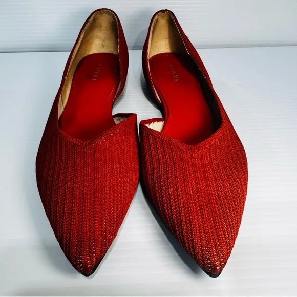 Vivaia Melia Orange Knitted Pointed Flats Size 41