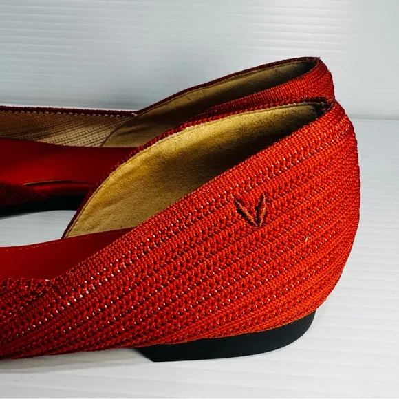 Vivaia Melia Orange Knitted Pointed Flats Size 41