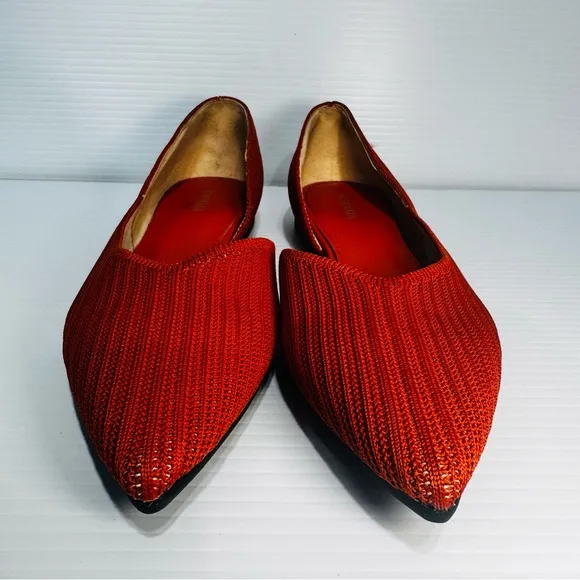 Vivaia Melia Orange Knitted Pointed Flats Size 41