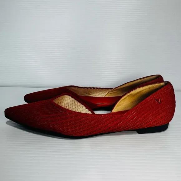 Vivaia Melia Orange Knitted Pointed Flats Size 41