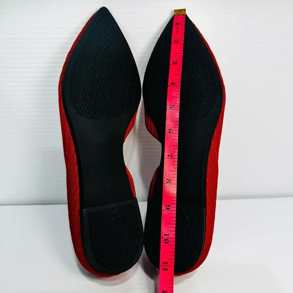 Vivaia Melia Orange Knitted Pointed Flats Size 41