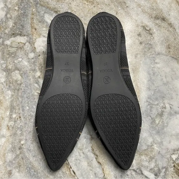 VIVAIA Pointed-Toe Ballet Flats (Aria) Knit Slip On Flats Black/Gray Women’s 37