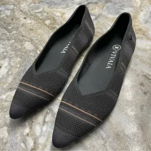 VIVAIA Pointed-Toe Ballet Flats (Aria) Knit Slip On Flats Black/Gray Women’s 37