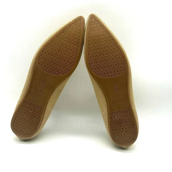 VIVAIA Shoes Women Size 8 Beige Pointed Toe Knit Ballet Flats