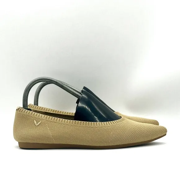 VIVAIA Shoes Women Size 8 Beige Pointed Toe Knit Ballet Flats