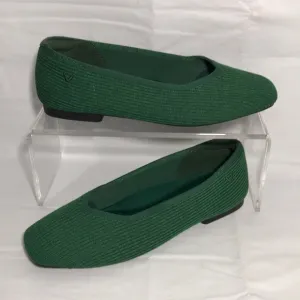Vivaia Square-Toe V-Cut Flats (Margot 2.0) Size 37.5 or 7 US Forest Green Color