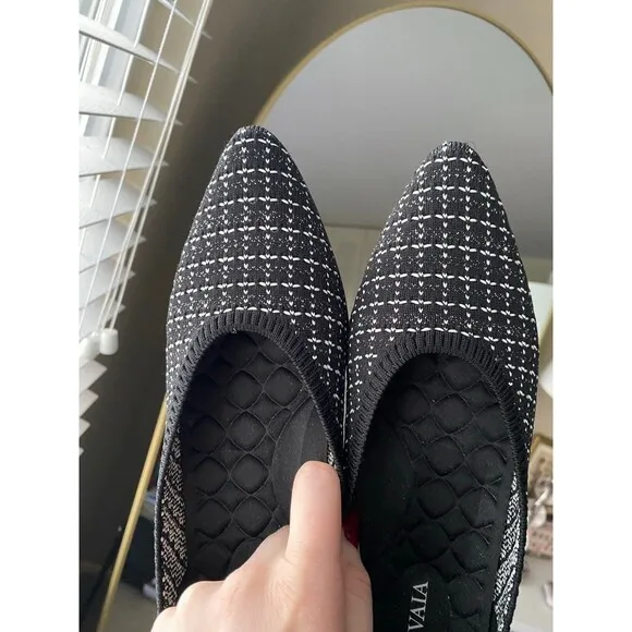 VIVAIA Tweed Black Pointed Toe Aria Womens Flats US 7.5 EUR 38.5