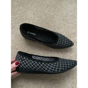 VIVAIA Tweed Black Pointed Toe Aria Womens Flats US 7.5 EUR 38.5