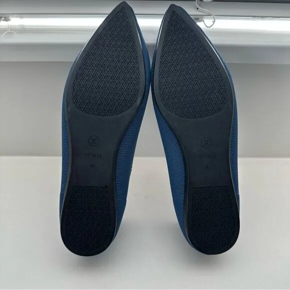 VIVAIA US 10.5 EU 42 Pointed-Toe Ballet Flats Aria Dark Blue Casual Workwear