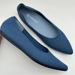 VIVAIA US 10.5 EU 42 Pointed-Toe Ballet Flats Aria Dark Blue Casual Workwear