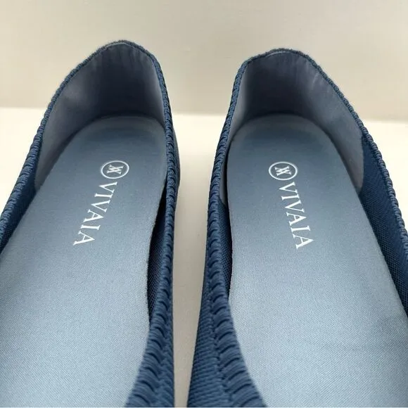VIVAIA US 10.5 EU 42 Pointed-Toe Ballet Flats Aria Dark Blue Casual Workwear