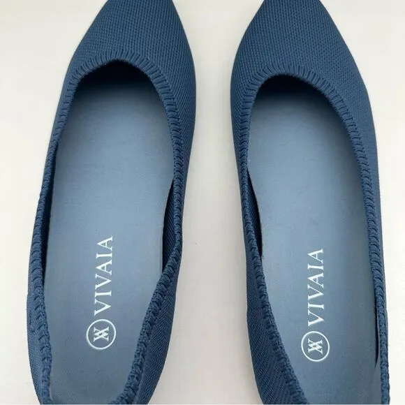 VIVAIA US 10.5 EU 42 Pointed-Toe Ballet Flats Aria Dark Blue Casual Workwear