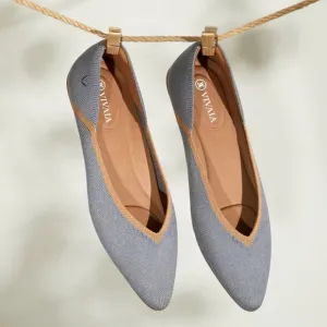 VIVAIA Vienna V Cut Pointed Toe Blue Tan Size 39.5 Like New