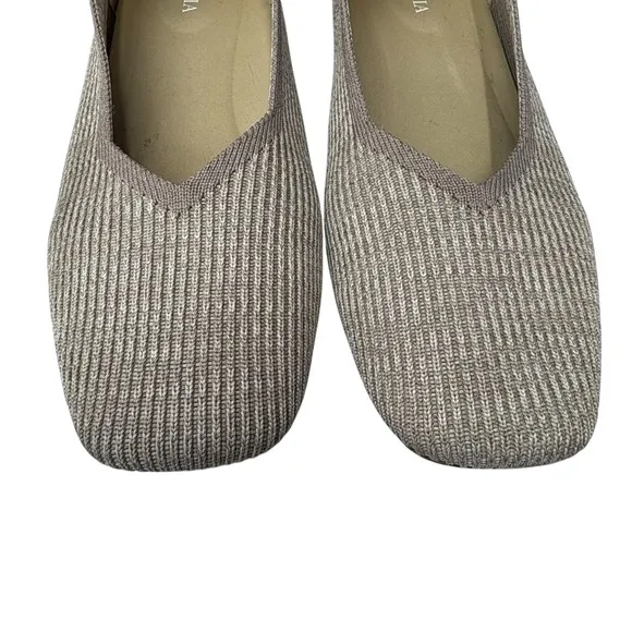 VIVAIA Women's Margot Ballet Flats Knit Square Toe Slip On Almond EU 41.5