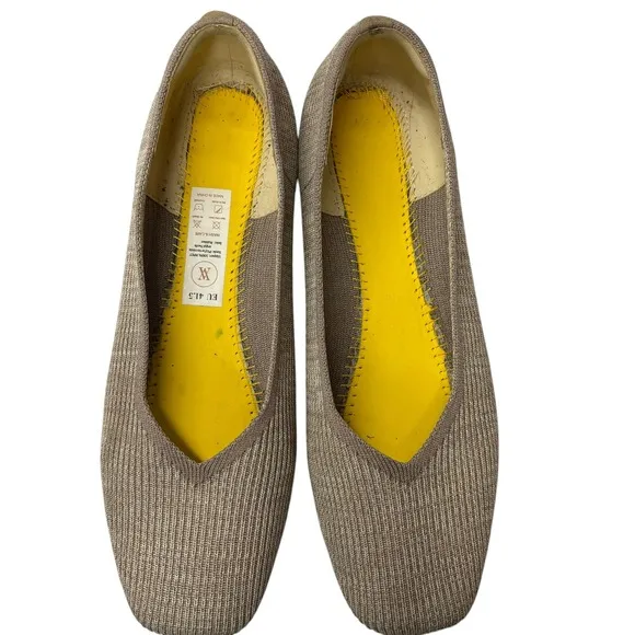 VIVAIA Women's Margot Ballet Flats Knit Square Toe Slip On Almond EU 41.5
